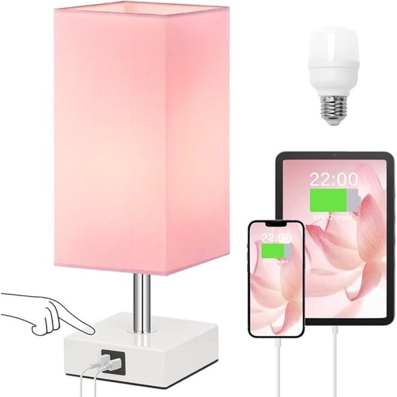 Ambimall Touch Control Table Lamp with 2 USB Charging Ports, 3 Way Touch… - Picture 2 of 11